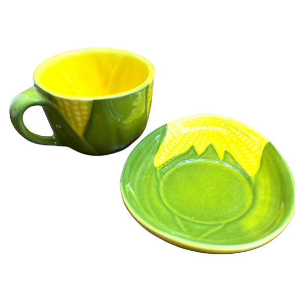 Shawnee Pottery tea cup and saucer Shawnee Pottery, Vintage Corn King Set of 3 - Picture 4 of 5